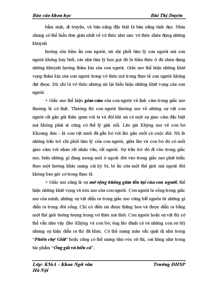 image for page Nghiên cứu vấn đề giấc mơ trong hai tác phẩm : “Phiên chợ Giát” của Nguyễn Minh Châu và “Ông già và biển cả” của Hê- ming- uê