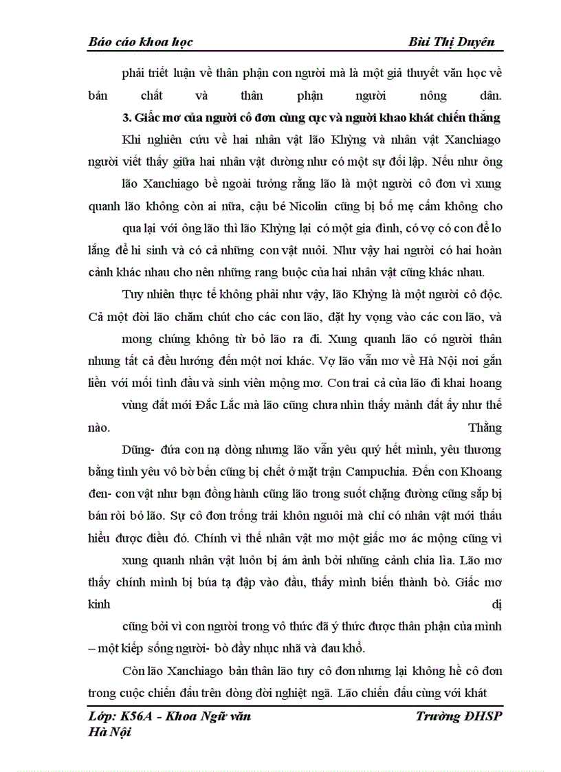 image for page Nghiên cứu vấn đề giấc mơ trong hai tác phẩm : “Phiên chợ Giát” của Nguyễn Minh Châu và “Ông già và biển cả” của Hê- ming- uê