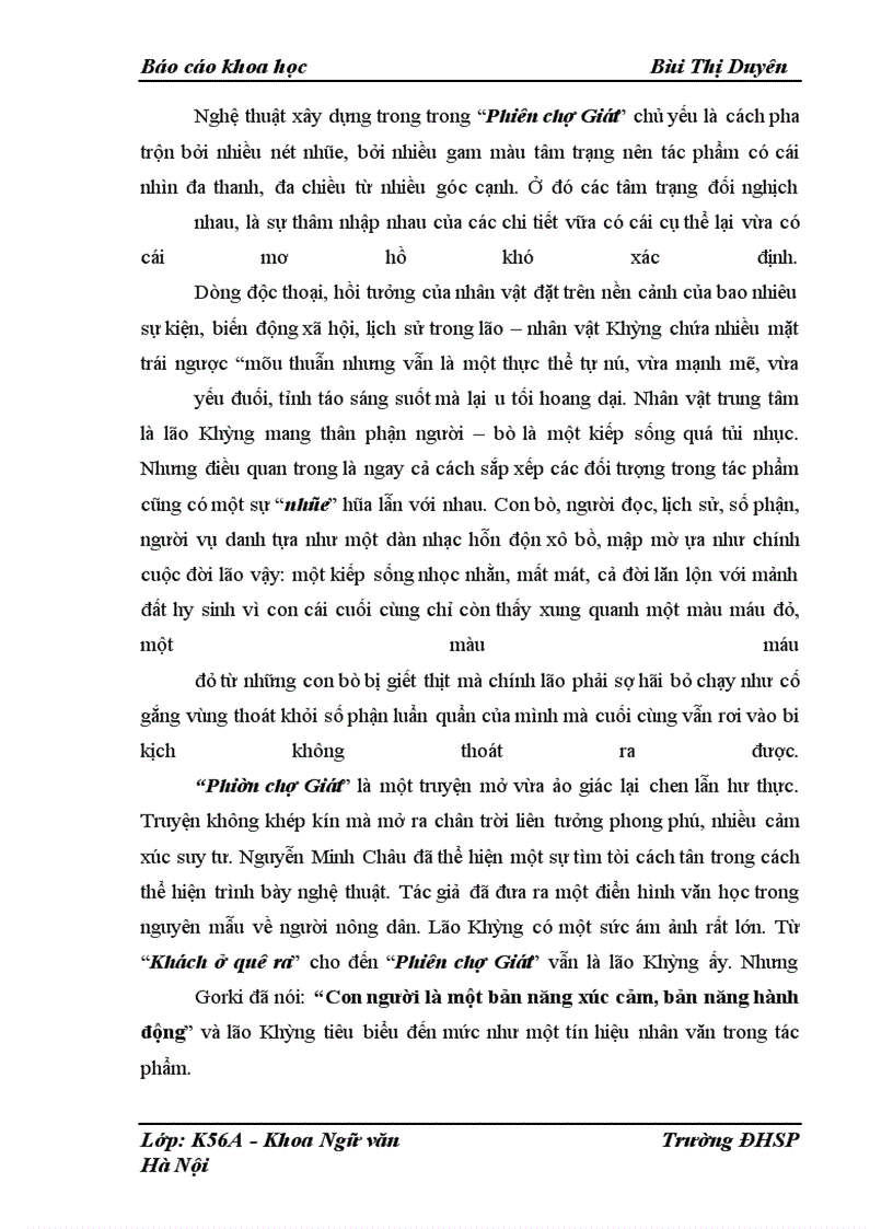 image for page Nghiên cứu vấn đề giấc mơ trong hai tác phẩm : “Phiên chợ Giát” của Nguyễn Minh Châu và “Ông già và biển cả” của Hê- ming- uê