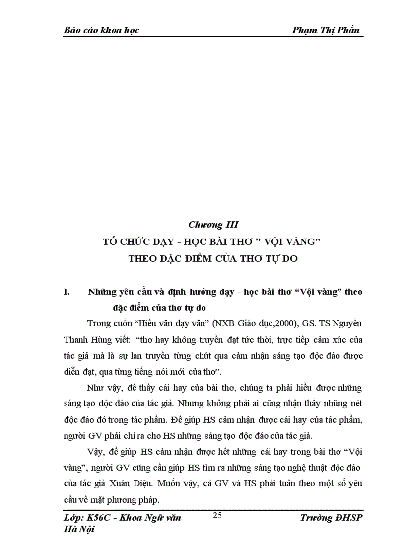 image for page Tổ chức dạy học bài thơ “Vội vàng” của Xuân Diệu theo đặc điểm của thơ tự do