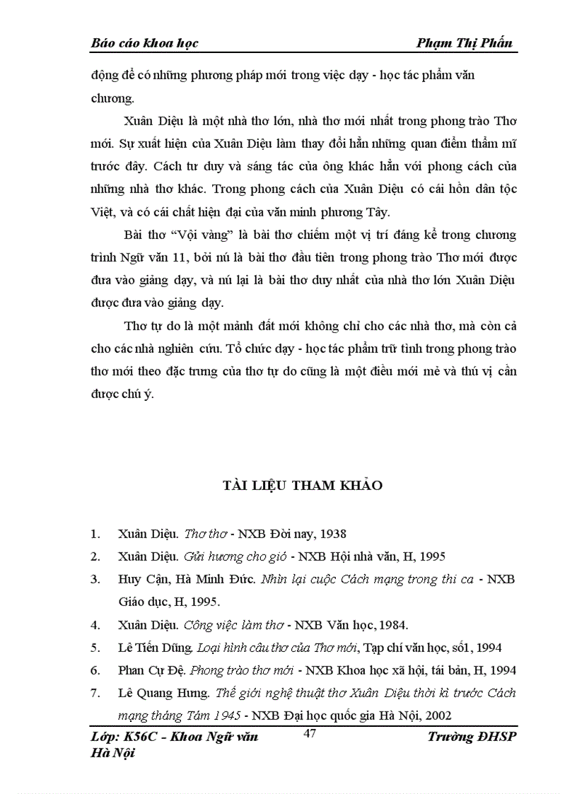 image for page Tổ chức dạy học bài thơ “Vội vàng” của Xuân Diệu theo đặc điểm của thơ tự do