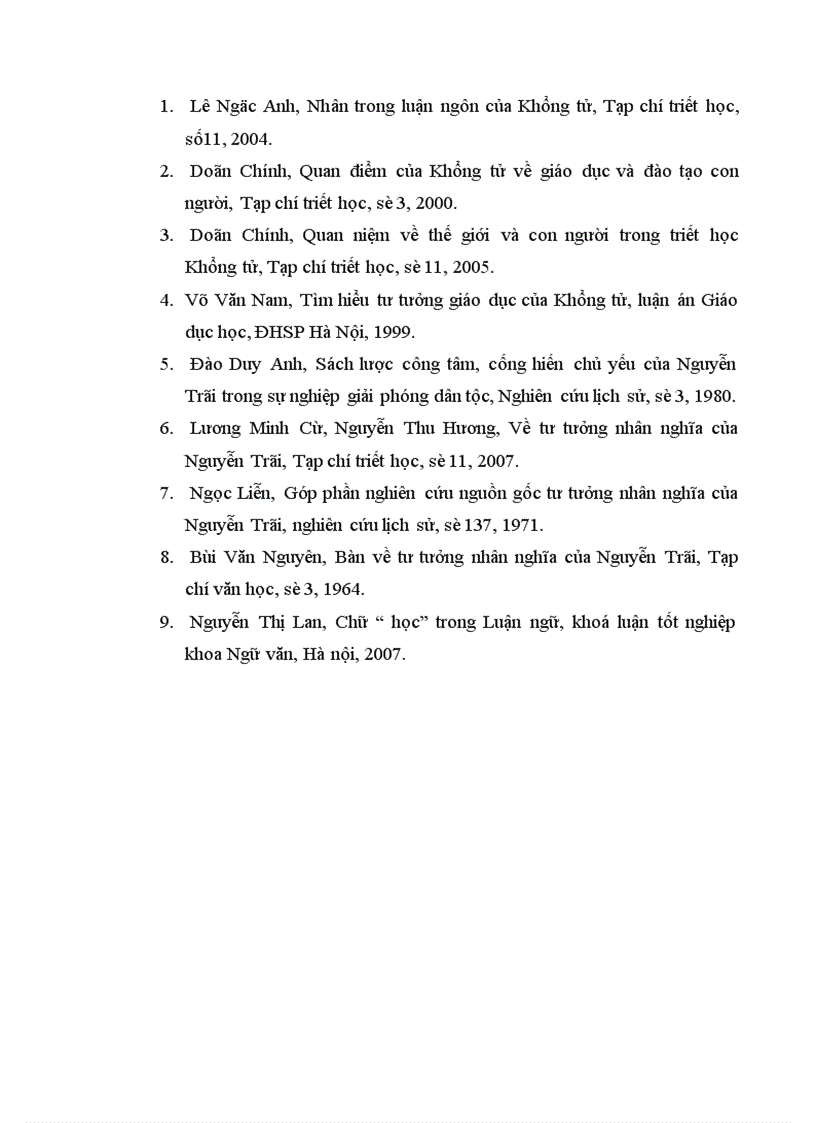 image for page Chữ “ nhân” trong Luận ngữ. Từ tư tưởng “ nhân” của Khổng tử đến tư tưởng “ nhân nghĩa” của Nguyễn Trãi dưới góc nhìn lịch đại