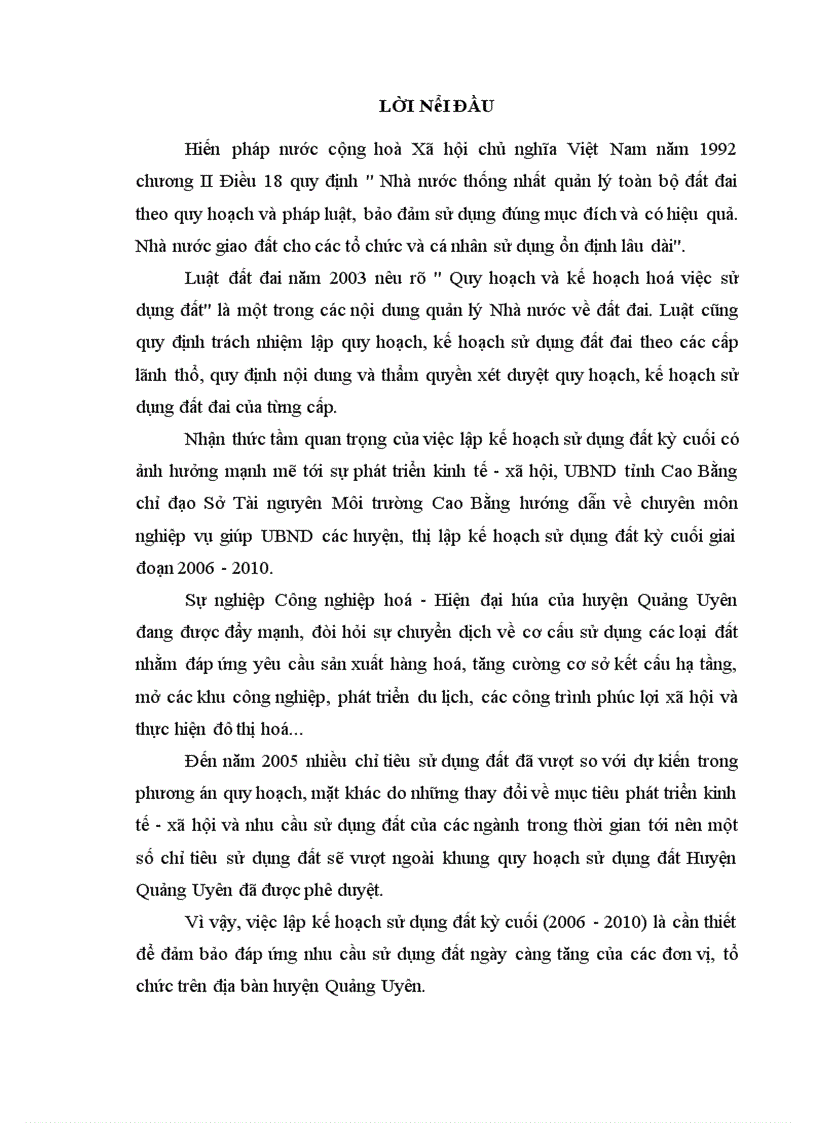 image for page Cơ sở lý luận xây dựng kế hoạch sử dụng đất kỷ cuối (2006 - 2010) huyện quảng uyên.