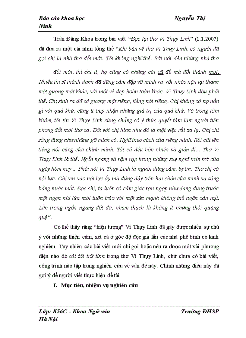 image for page Dạng thức “cái tôi trữ tình” trong thơ Vi Thùy Linh