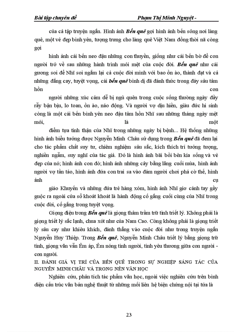 image for page Đánh giá vị trí của bến quê trong sự nghiệp sáng tác của Nguyễn Minh Châu và trong nền văn học