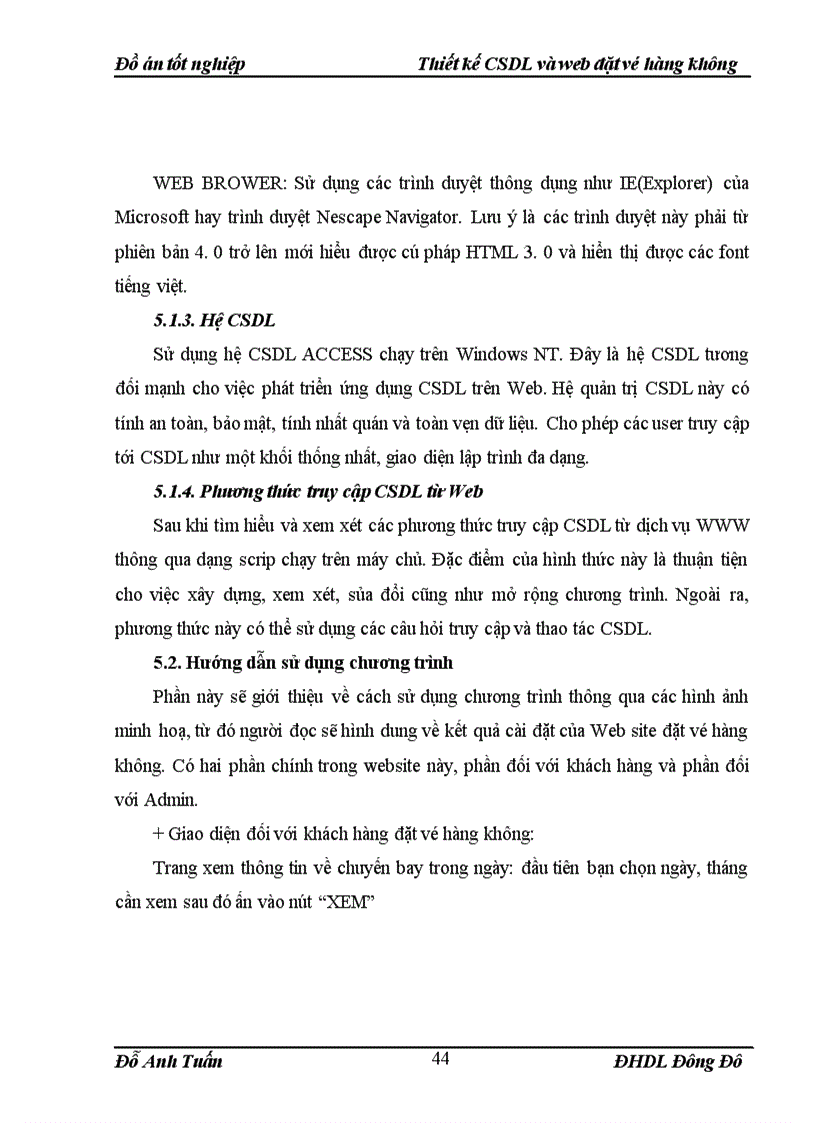 image for page Thiết kế CSDL và web đặt vé hàng không Thiết kế CSDL và web đặt vé hàng không
