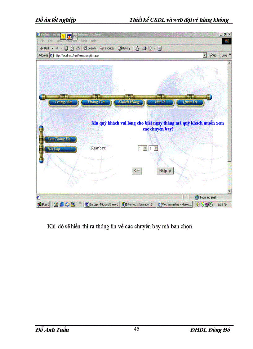 image for page Thiết kế CSDL và web đặt vé hàng không Thiết kế CSDL và web đặt vé hàng không