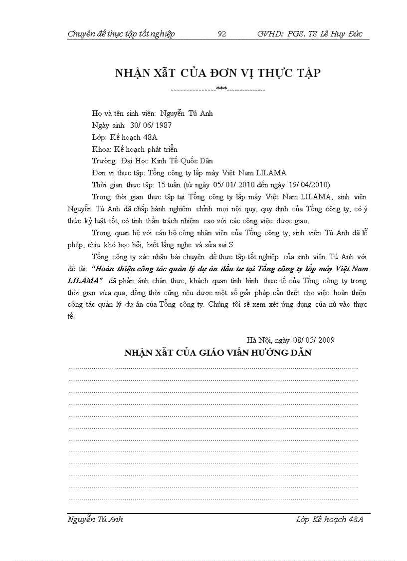 image for page Hoàn thiện công tác quản lý dự án đầu tư tại Tổng công ty lắp máy Việt Nam LILAMA