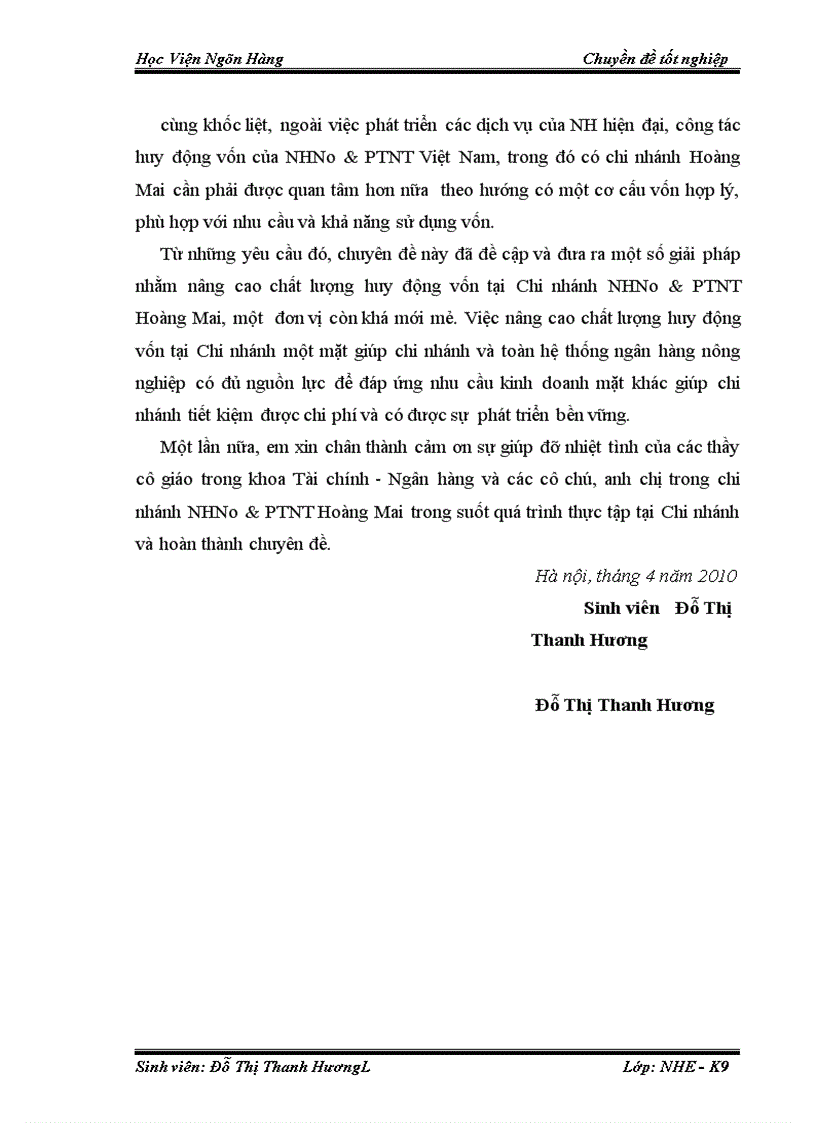 image for page Giải pháp nâng cao chất lượng huy động vốn của chi nhánh NHNo & PTNT Hoàng Mai