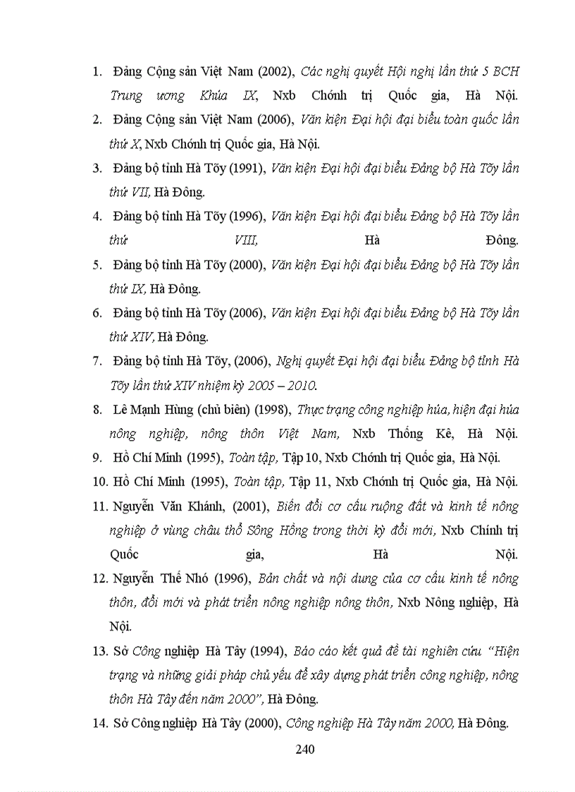 image for page Hiện trạng và những giải pháp chủ yếu để xây dựng phát triển công nghiệp, nông thôn Hà Tây đến năm 2000