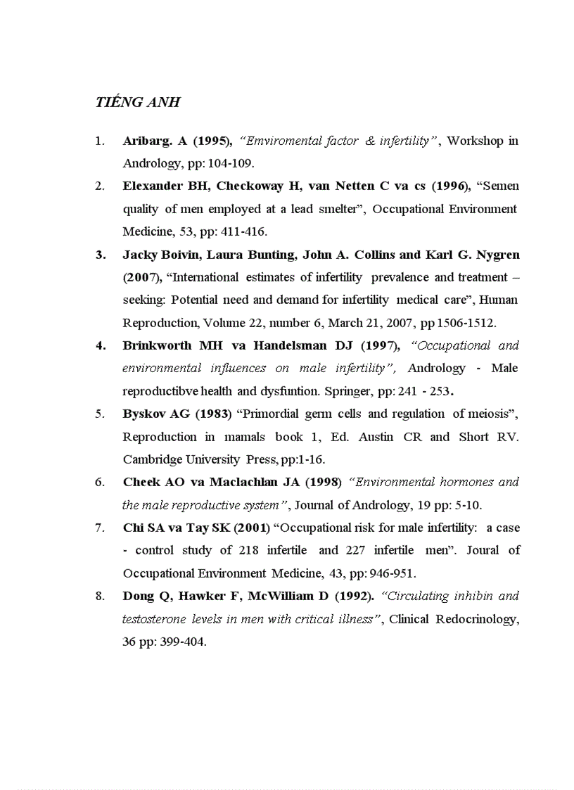 image for page Nghiên cứu đặc điểm tinh dịch đồ của 1000 cặp vợ chồng vô sinh, Luận văn thạc sĩ y học, Trường Đại học Y Hà Nội. 2. Bệnh viện Phụ Sản Trung ương (2009),