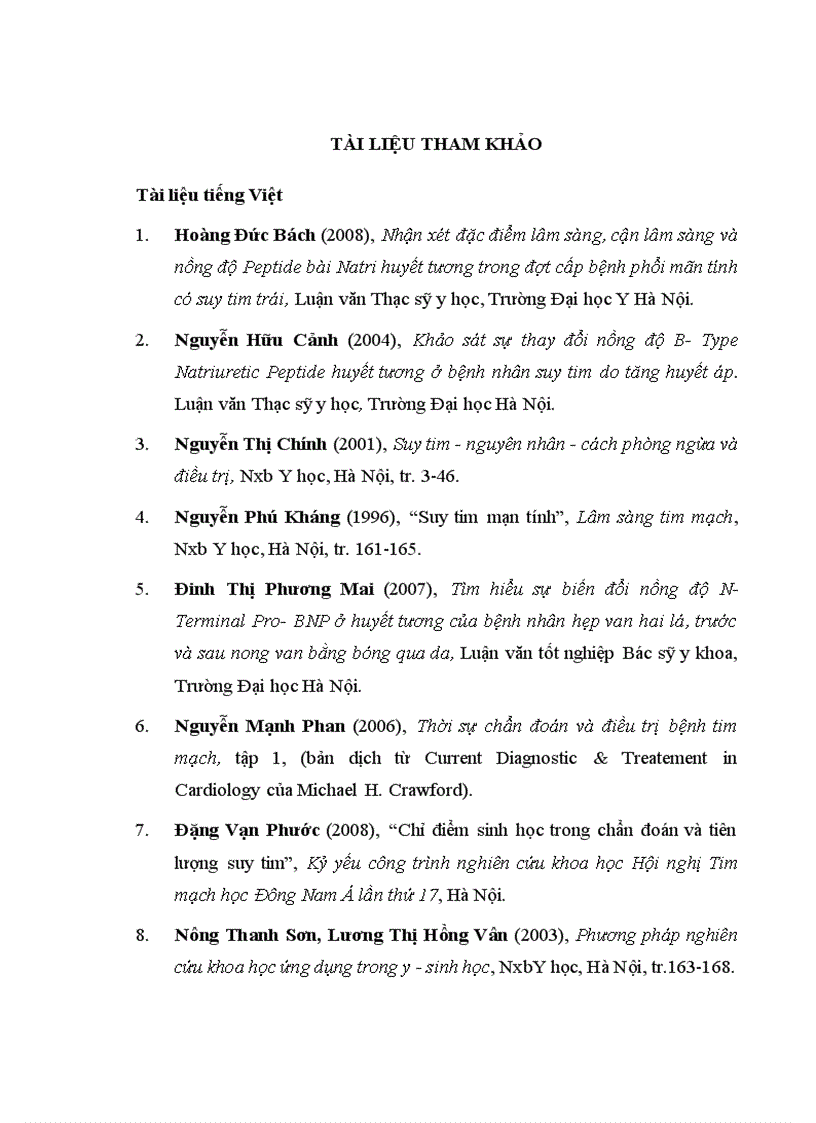 image for page Nghiên cứu nồng độ B- type Natriuretic Peptide huyết tương của bệnh nhân trưởng thành suy tim mạn tính