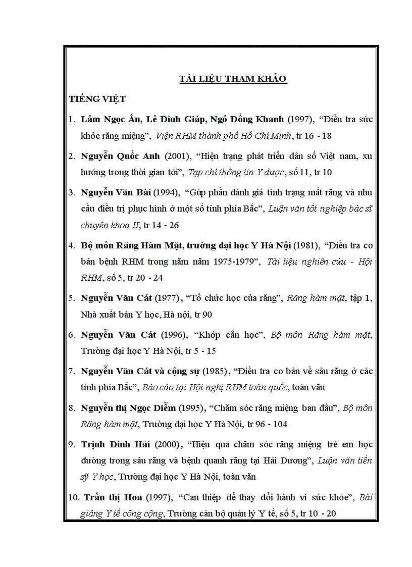 image for page Nghiên cứu thực trạng bệnh QR và nhu cầu điều trị của người cao tuổi ở một vùng nông thôn quận Hoàng Mai- Hà Nội