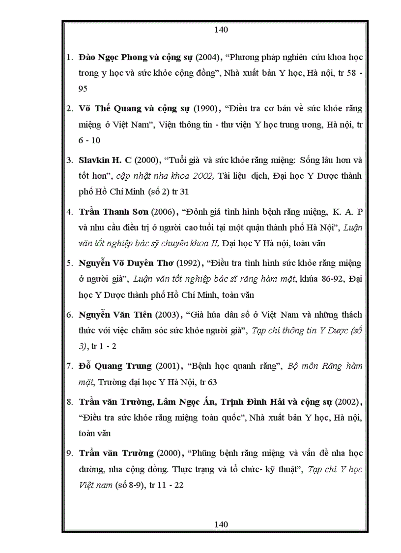 image for page Nghiên cứu thực trạng bệnh QR và nhu cầu điều trị của người cao tuổi ở một vùng nông thôn quận Hoàng Mai- Hà Nội