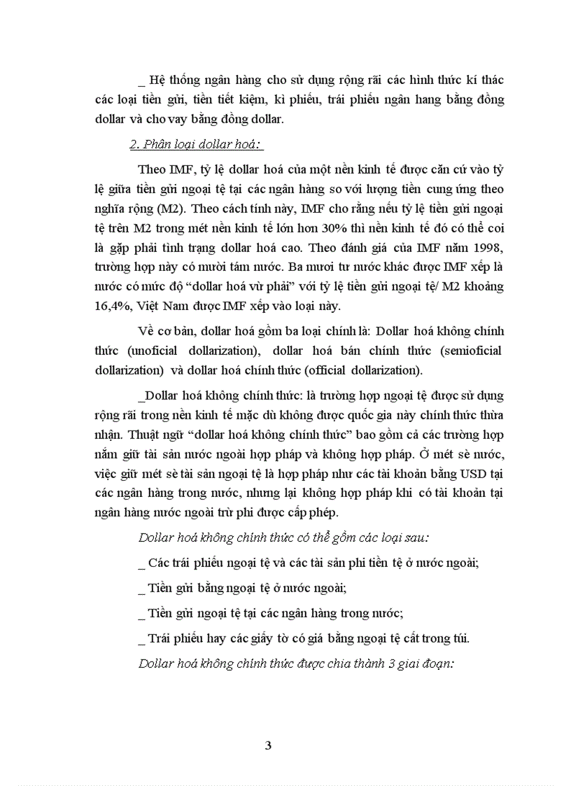 Nguyên nhân, thực trạng và giải pháp cần thiết chống Dollar hoá trong nền kinh tế nước ta.