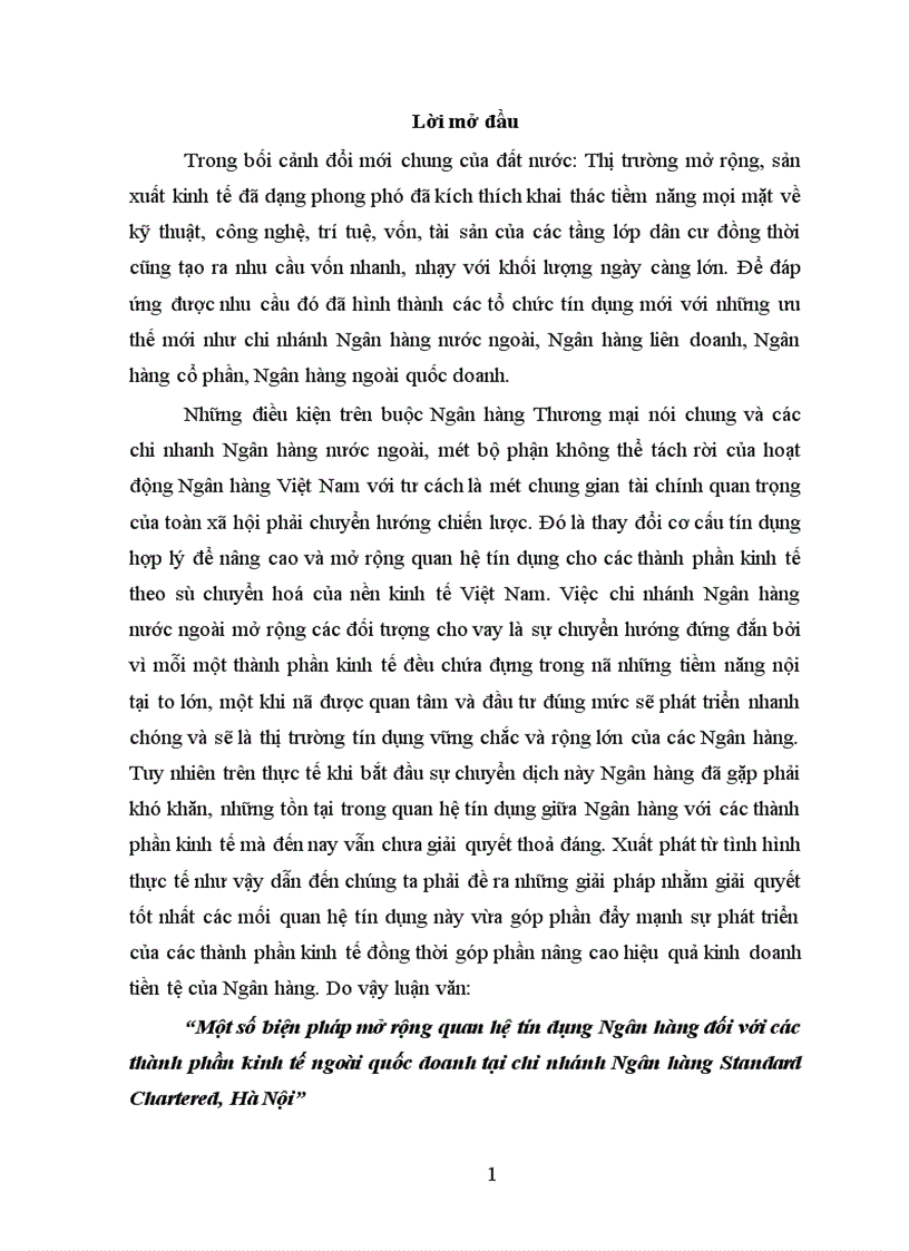 image for page Một số biện pháp mở rộng quan hệ tín dụng Ngân hàng đối với các thành phần kinh tế ngoài quốc doanh tại chi nhánh Ngân hàng Standard Chartered, Hà Nội