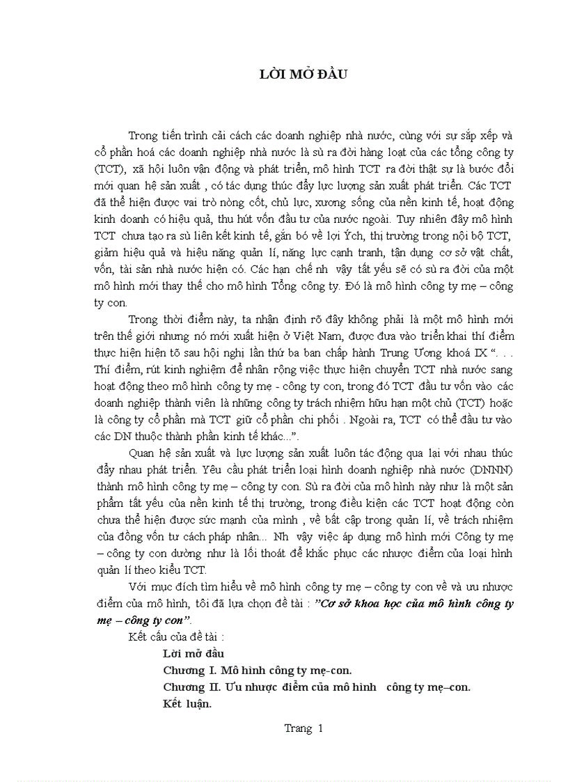 image for page Cơ sở khoa học của mô hình công ty mẹ – công ty con