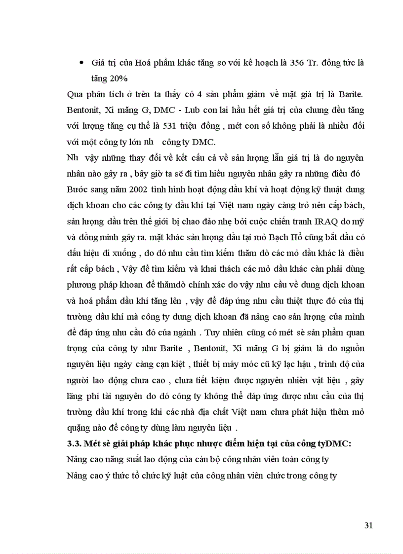 image for page Phân tích tình hình sản xuất sản phẩm của công ty dung dịch khoan và hoá phẩm dầu khí DMC