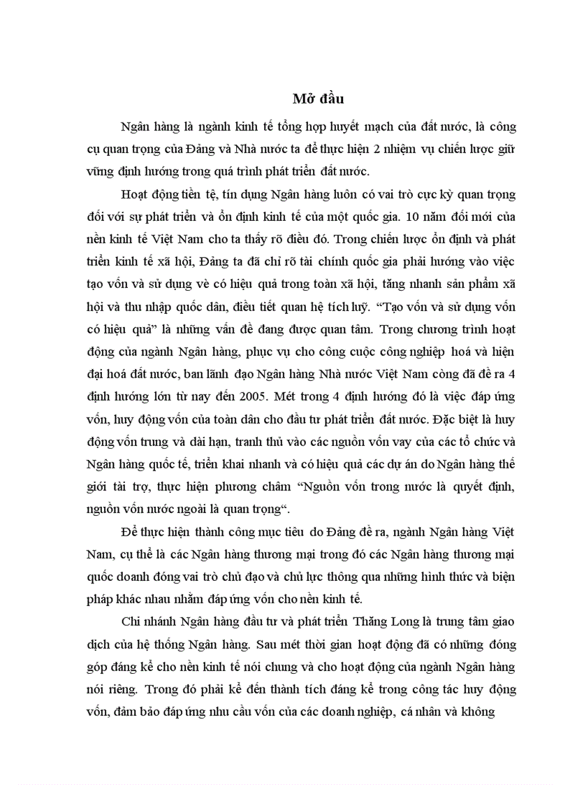 image for page Công tác huy động vốn tại chi nhánh Ngân hàng đầu tư và phát triển Thăng Long. Thực trạng và giải pháp