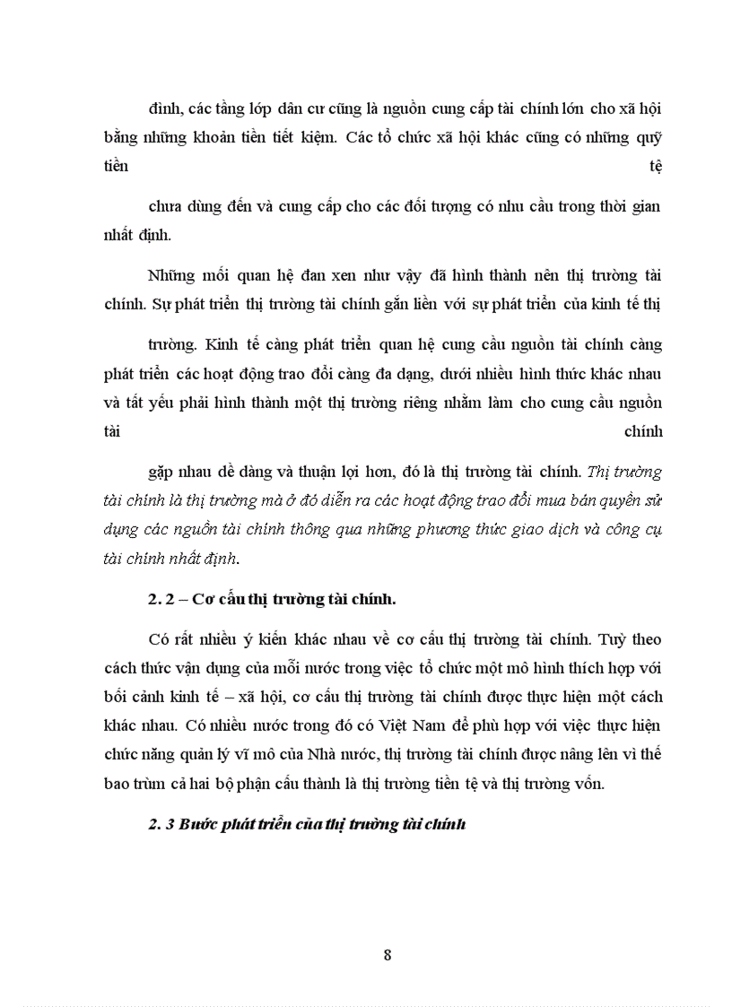 Vai trò của thị trường tài chính trong nền kinh tế thị trường.