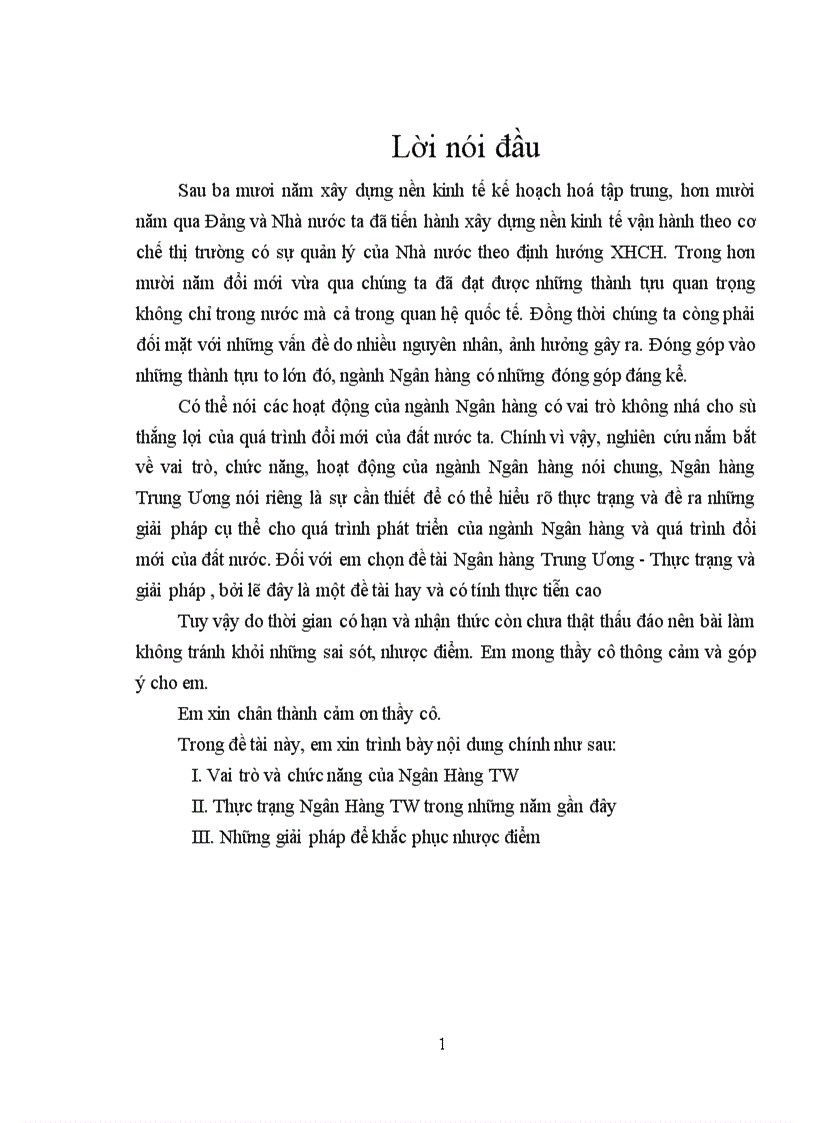 image for page Ngân hàng Trung Ương - Thực trạng và giải pháp