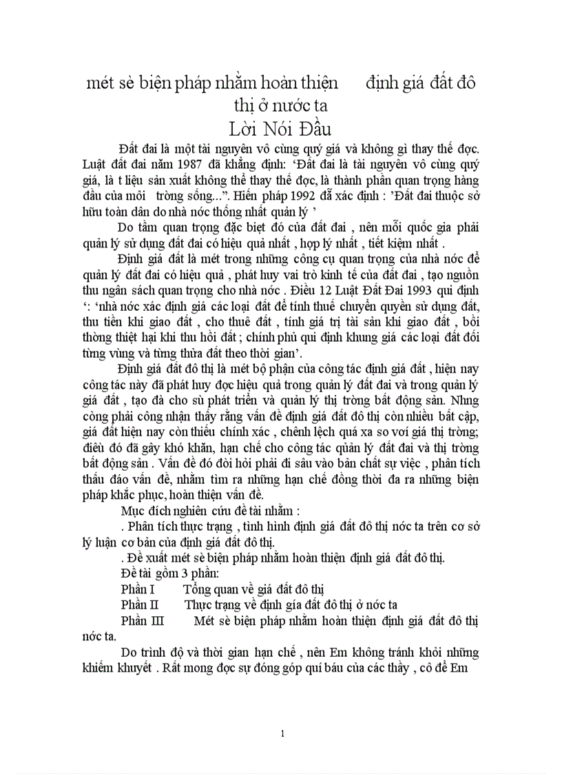 image for page Thực trạng về định gíá đất đô thị ở nước ta