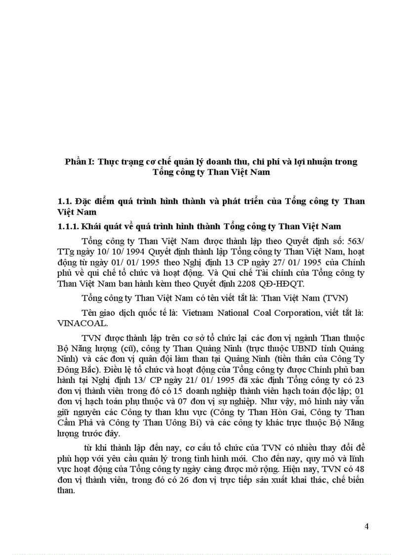 image for page Cơ chế quản lý doanh thu, chi phí và lợi nhuận của Tổng công ty Than Việt Nam: Thực trạng - hướng hoàn thiện