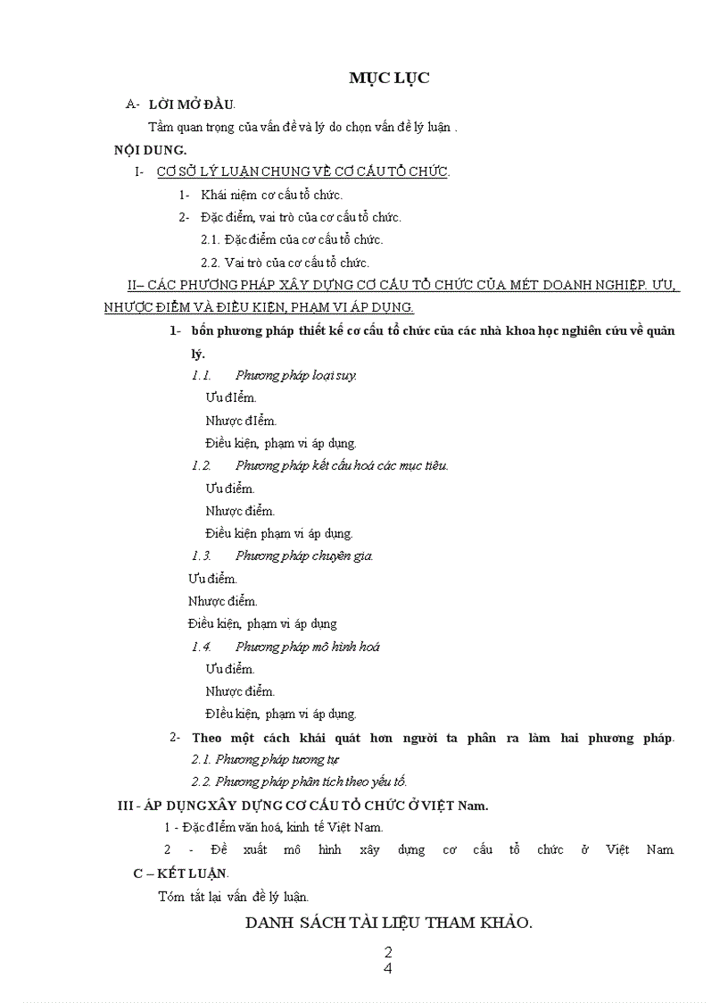 image for page Phương pháp xây dựng cơ cấu tổ chức của một doanh nghiệp. Ưu, nhược điểm và điều kiện phạm vi áp dụng.