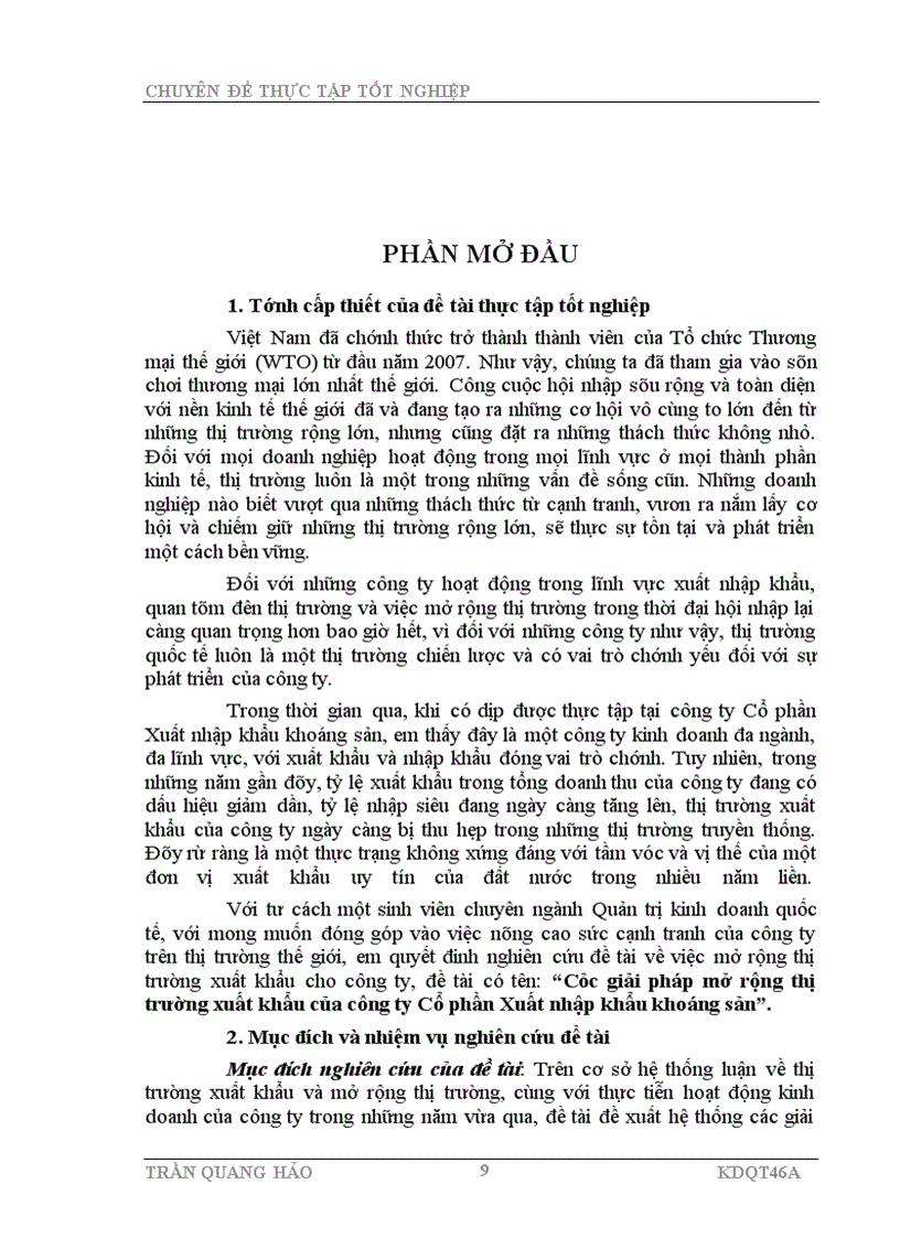 image for page Các giải pháp mở rộng thị trường xuất khẩu của công ty Cổ phần Xuất nhập khẩu khoáng sản