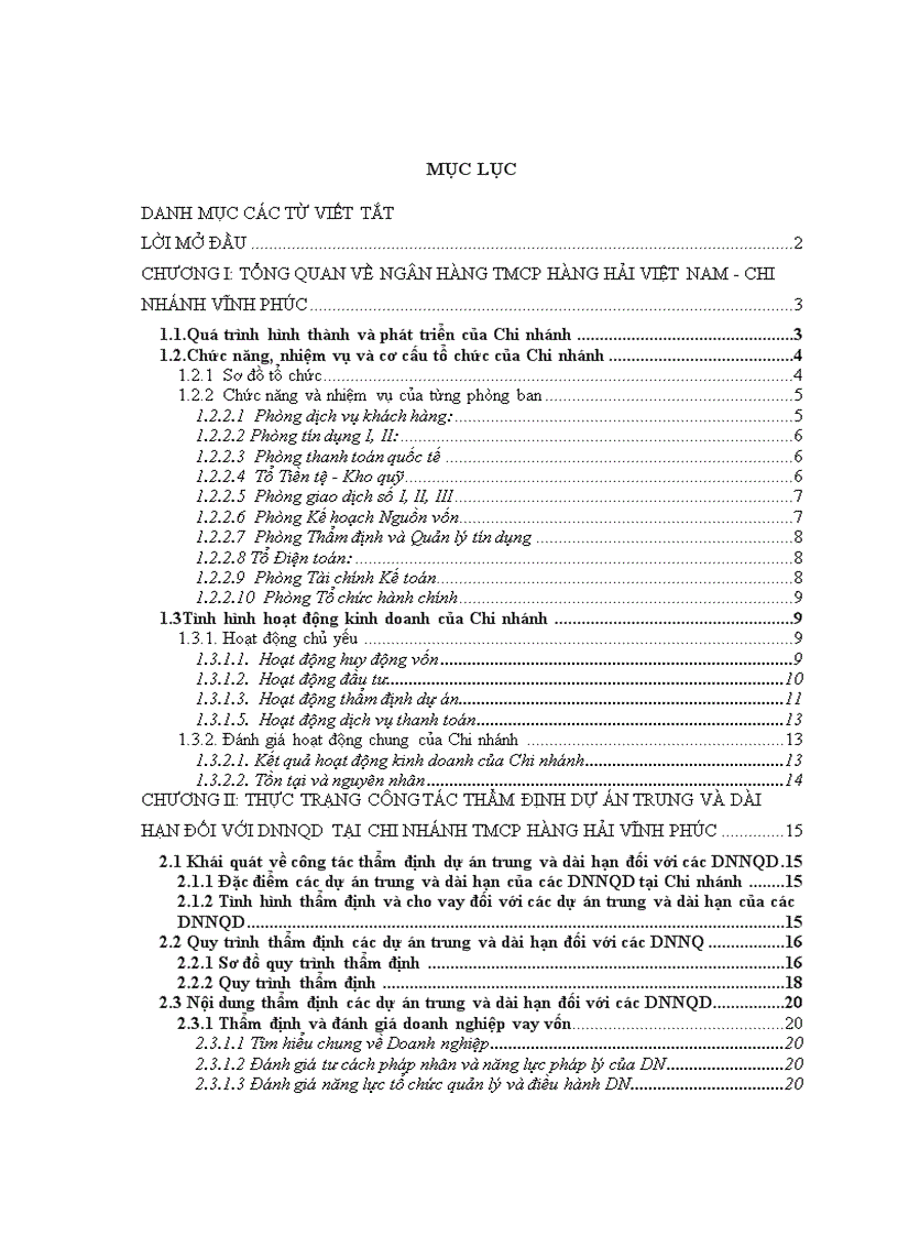 image for page Nâng cao chất lượng thẩm định dự án trung dài hạn đối với các dnnqd tại chi nhánh tmcp hàng hải vĩnh phúc