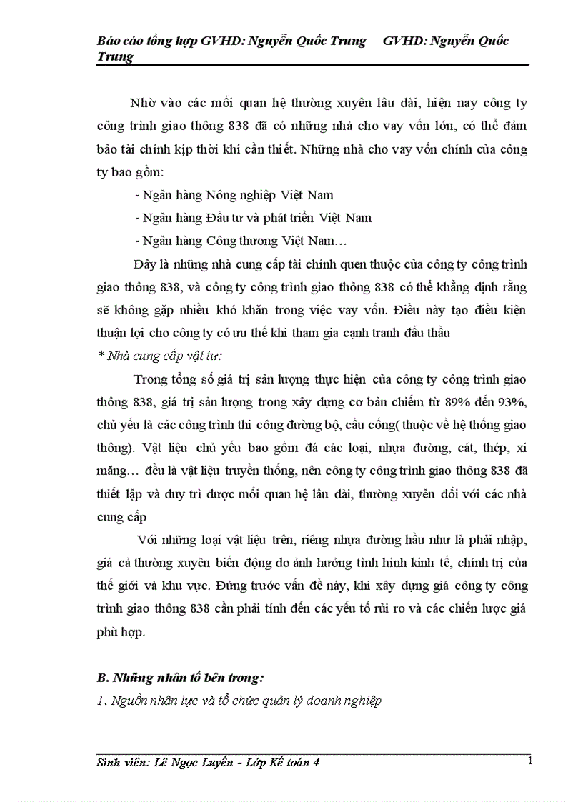 image for page Báo cáo thực tập tại Công ty công trình giao thông 838