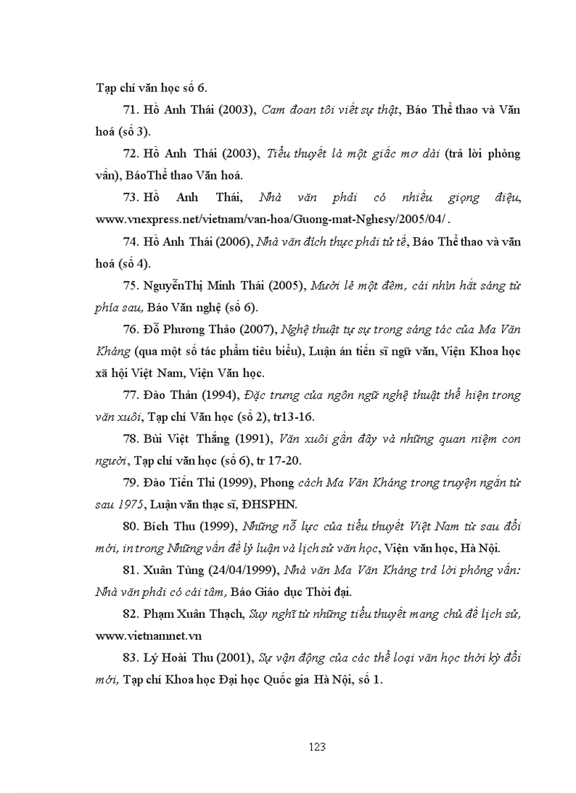 image for page Nội dung và nghệ thuật trong các tác phẩm của Ma Văn Kháng, Tạ Duy Anh, Hồ Anh Thái