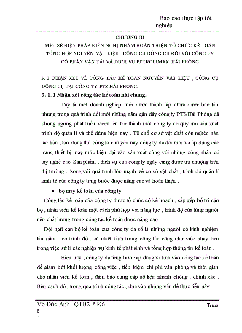 image for page Thực trạng và kiến nghị kế toán nguyên vật liệu, công cụ dụng cụ