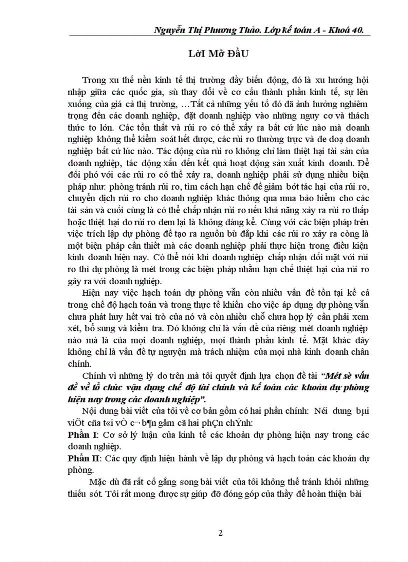 image for page Một số vấn đề về tổ chức vận dụng chế độ tài chính và kế toán các khoản dự phòng hiện nay trong các doanh nghiệp