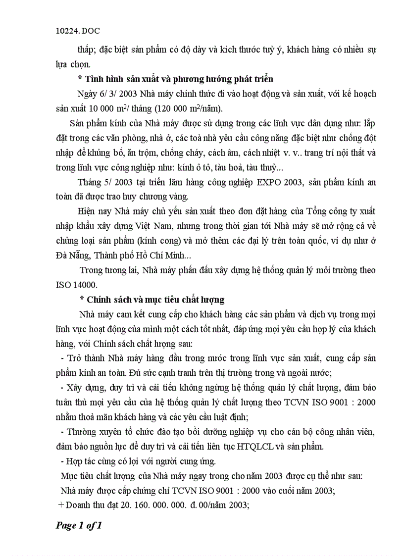 image for page Báo cáo tổng hợp tại Nhà máy Kính an toàn thuộc Công ty cổ phần xây dựng số 7