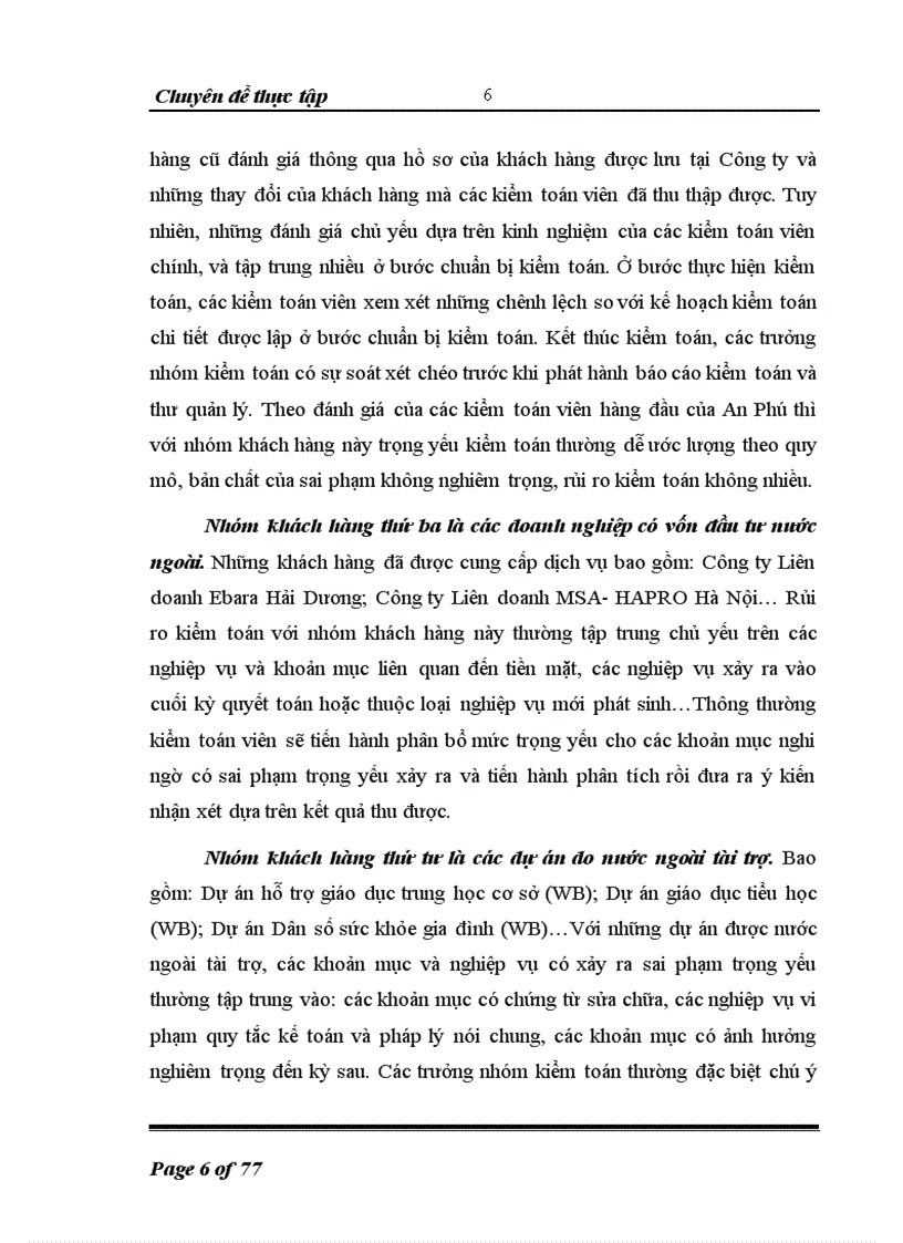 image for page Tìm hiểu thực trạng đánh giá trọng yếu và rủi ro kiểm toán do công ty TNHH kiểm toán An Phú thực hiện