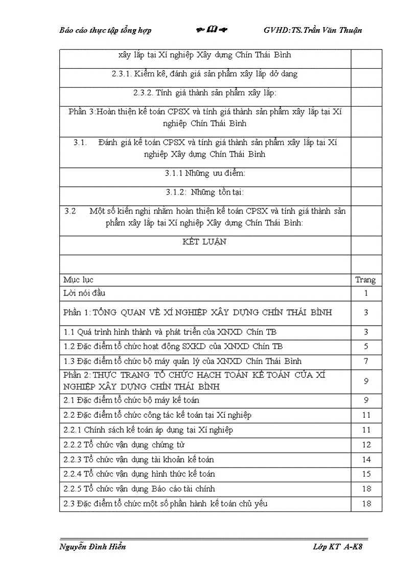 image for page Kế toán chi phí sản xuất và tính giá thành sản phẩm xây lắp tại Xí nghiệp Xây dựng Chín Thái Bính