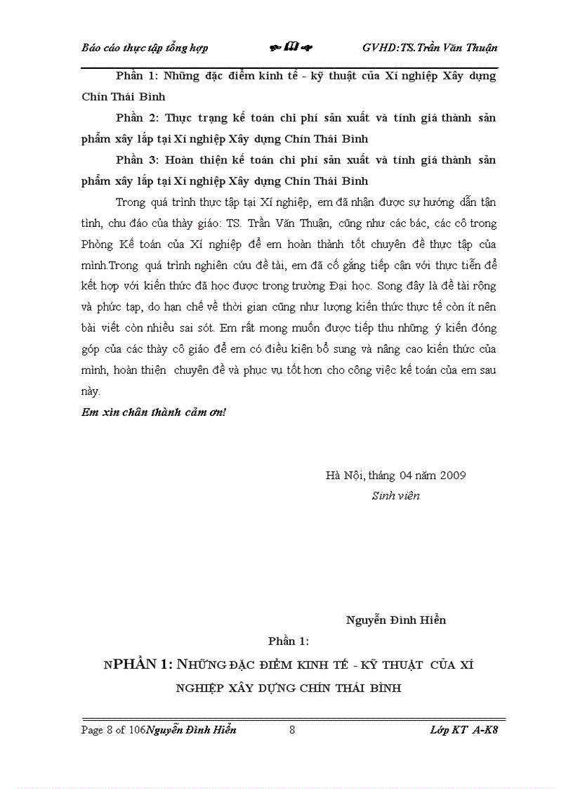image for page Kế toán chi phí sản xuất và tính giá thành sản phẩm xây lắp tại Xí nghiệp Xây dựng Chín Thái Bính