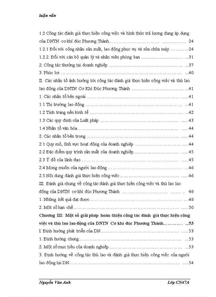 image for page Hoàn thiện công tác đánh giá thực hiện công việc và thù lao lao động của DNTN Cơ Khí Đúc Phương Thành