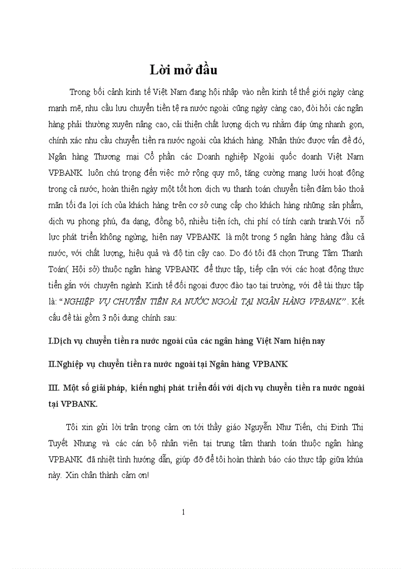 image for page Nghiệp vụ chuyển tiền ra nước ngoài tại ngân hàng VPBANK