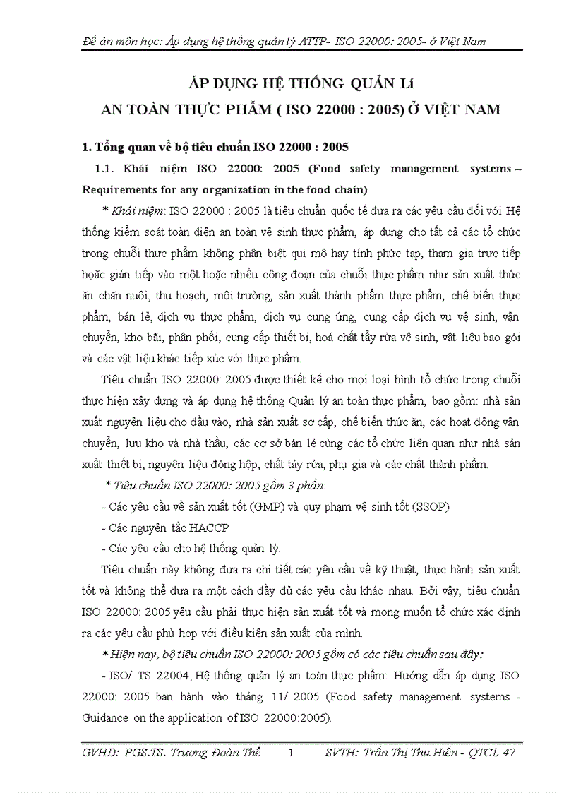 image for page Đề án môn học: Áp dụng hệ thống quản lý ATTP- ISO : ở Việt Nam