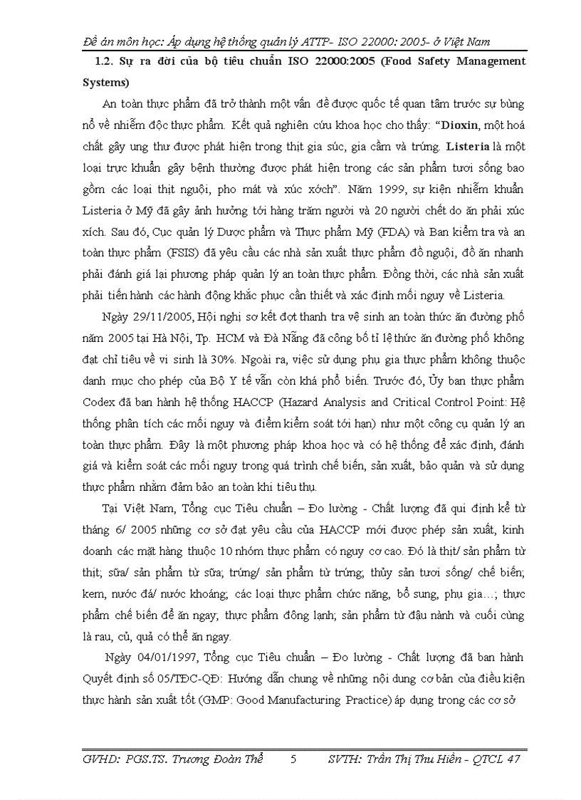image for page Đề án môn học: Áp dụng hệ thống quản lý ATTP- ISO : ở Việt Nam