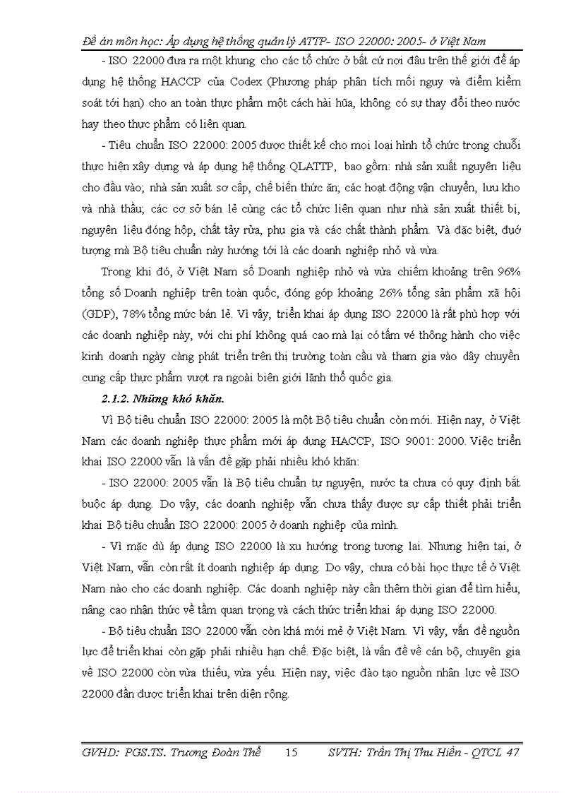 image for page Đề án môn học: Áp dụng hệ thống quản lý ATTP- ISO : ở Việt Nam