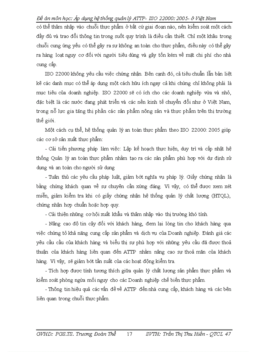 image for page Đề án môn học: Áp dụng hệ thống quản lý ATTP- ISO : ở Việt Nam