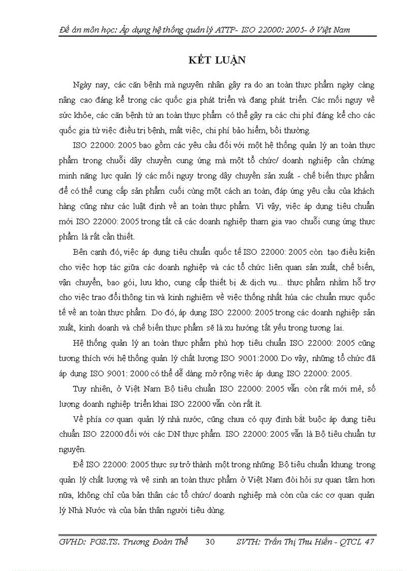 image for page Đề án môn học: Áp dụng hệ thống quản lý ATTP- ISO : ở Việt Nam