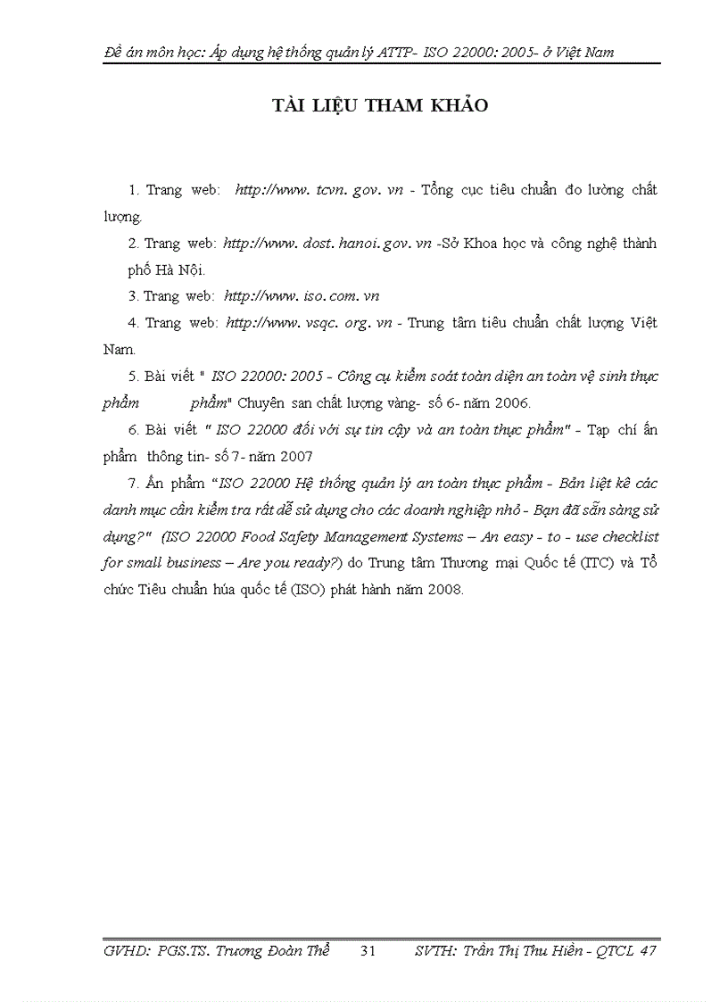 image for page Đề án môn học: Áp dụng hệ thống quản lý ATTP- ISO : ở Việt Nam