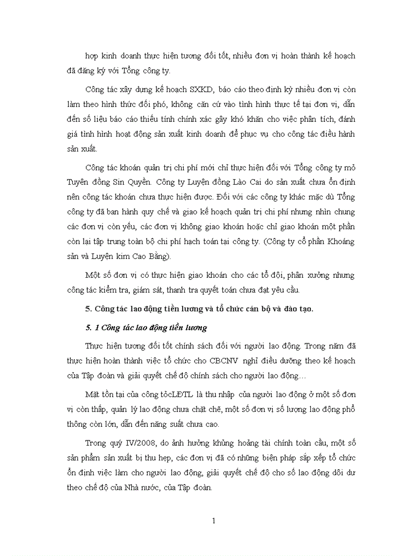 image for page Báo cáo tổng hợp tại Tổng Công ty Khoáng sản