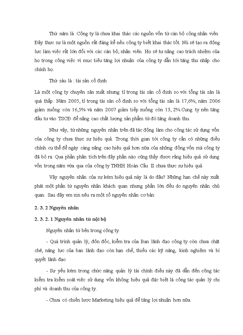 image for page Nâng cao hiệu quả sử dụng tại công ty Trách nhiệm hữu hạn Hoàn Cầu II