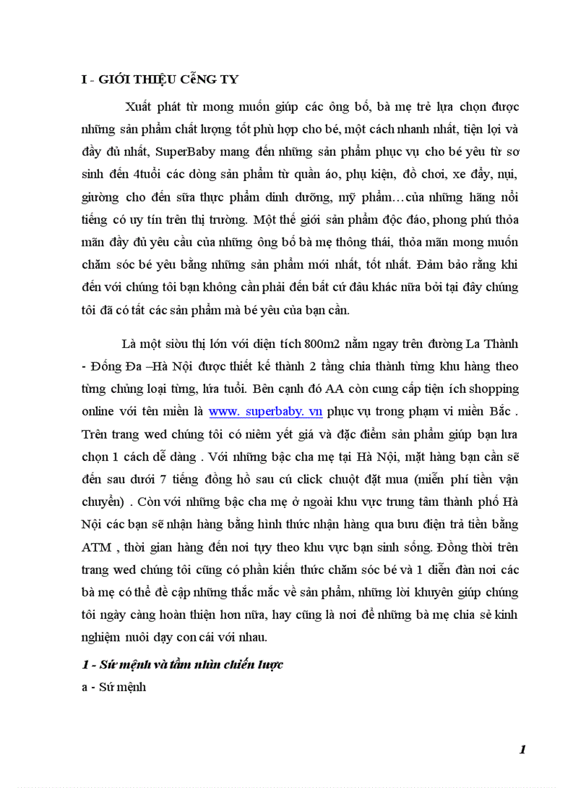 image for page Xây dựng chiến lươc cho siêu thị Superbaby