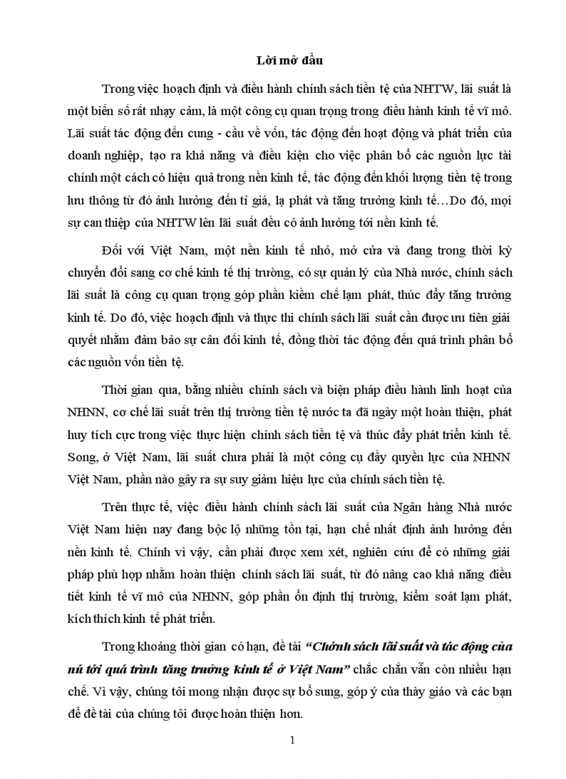 image for page Chính sách lãi suất và tác động của nó tới quá trình tăng trưởng kinh tế ở Việt Nam